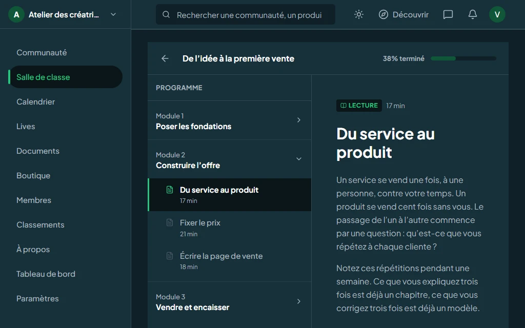 Une leçon ouverte dans la salle de classe : le programme par modules et la progression du cours